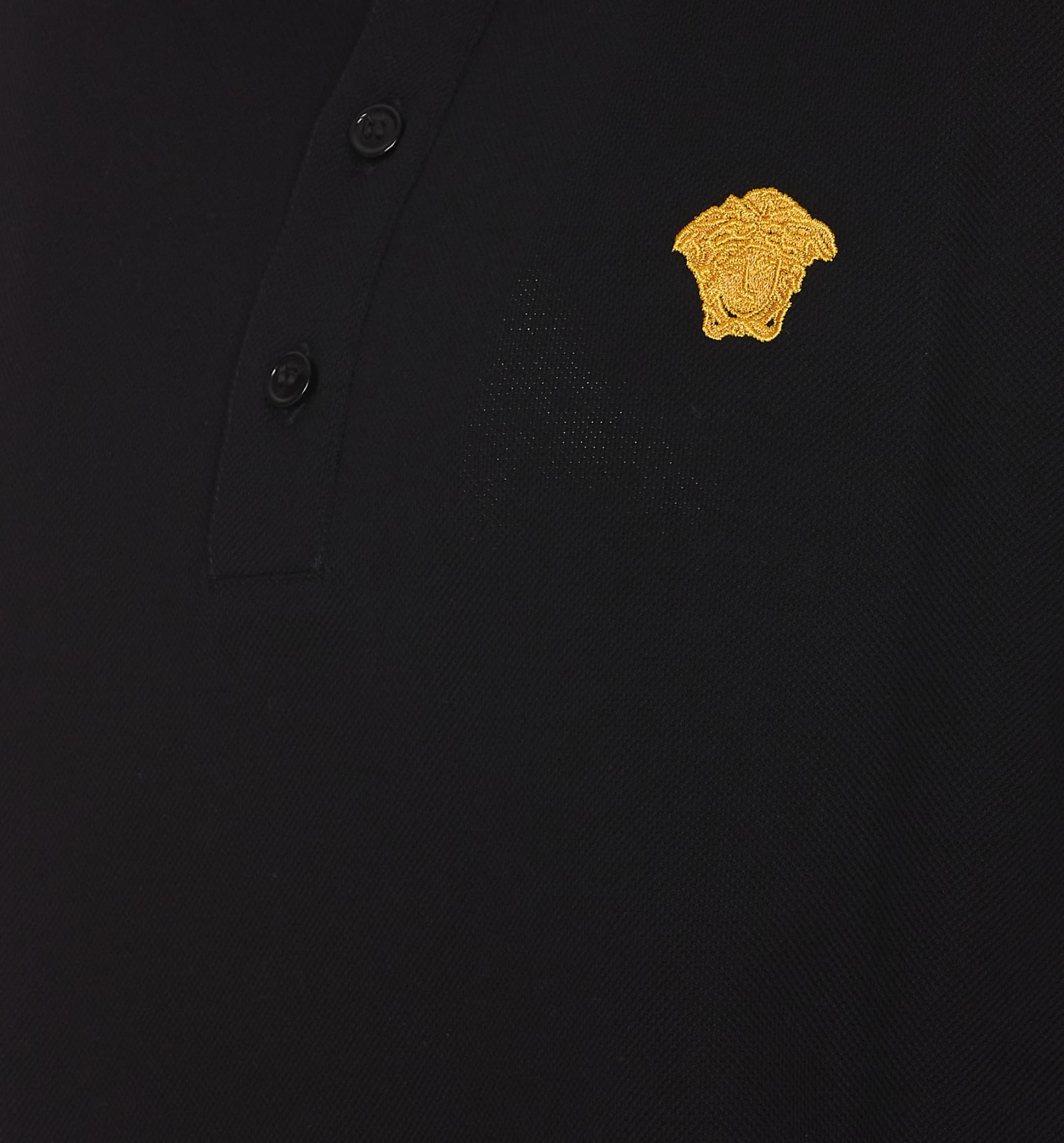 Shop Versace Medusa Embroidered Polo In Black