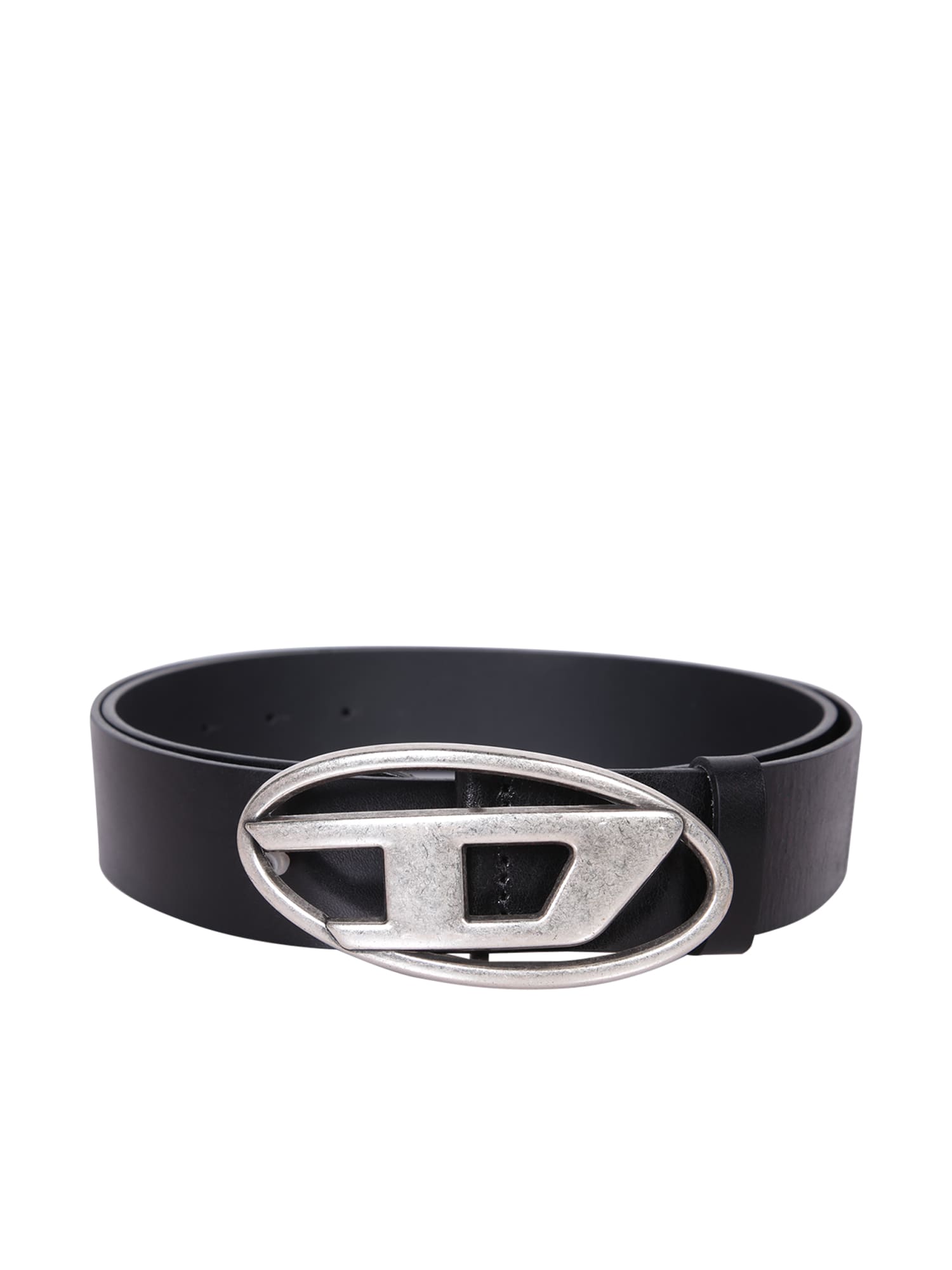 Diesel B-1dr Leather Belt In Black