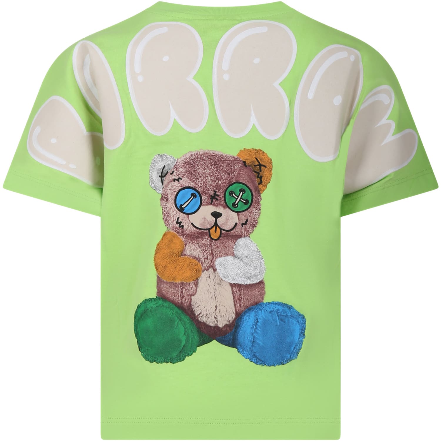 Barrow Green T-shirt For Kids With Logo And Bear In Cedro