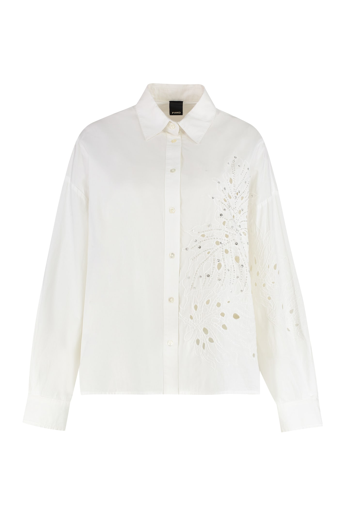 Pinko Chemise Avec Broderie Anglaise Et Cristaux