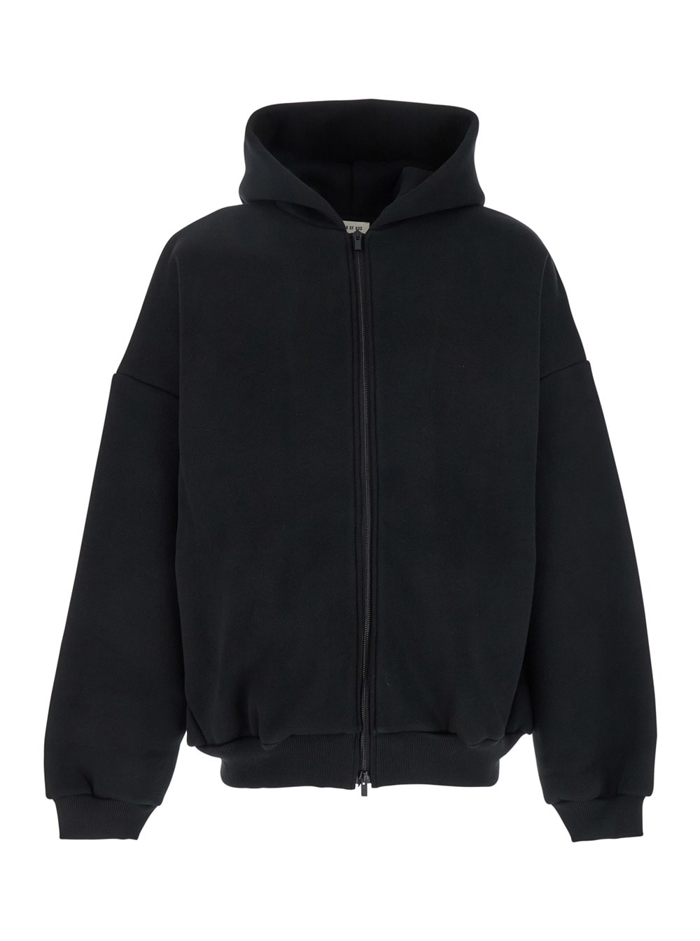 Black Hoodie With Zip Closure And Eternal Writing On The Back In Cotton Blend Man