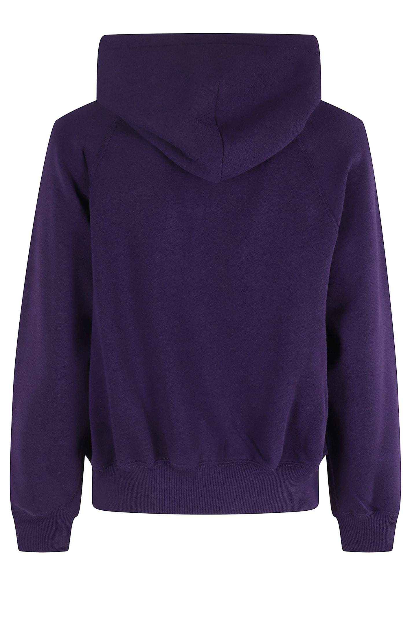 Polo Ralph Lauren Custom Drawstring Hood Sweatshirt With Ribbed Cuffs In Purple