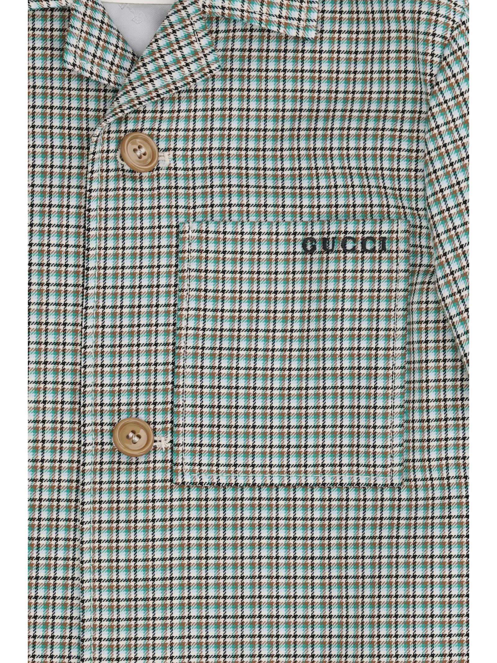 Gucci Checked Jacket For Boy In Green