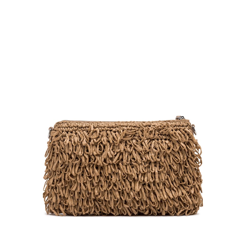 Gianni Chiarini Marcella Fabric Clutch With Raffia Curls