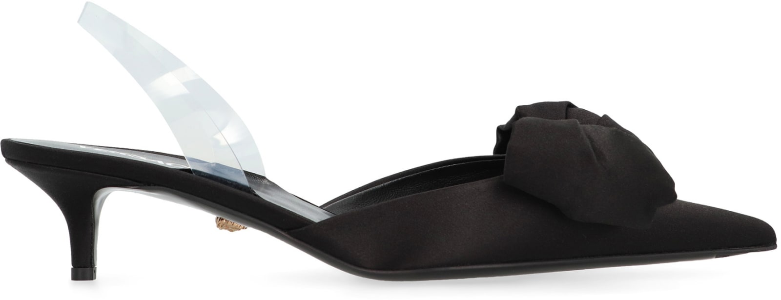 Shop Versace Alia Satin Slingback Pumps In Black