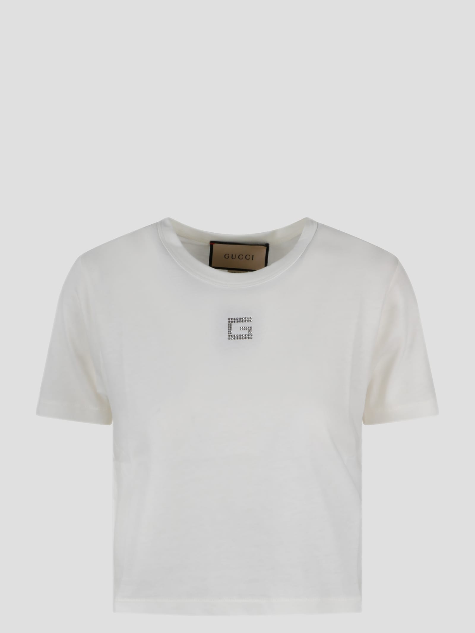 Cotton Jersey Cropped T Shirt in White - Gucci