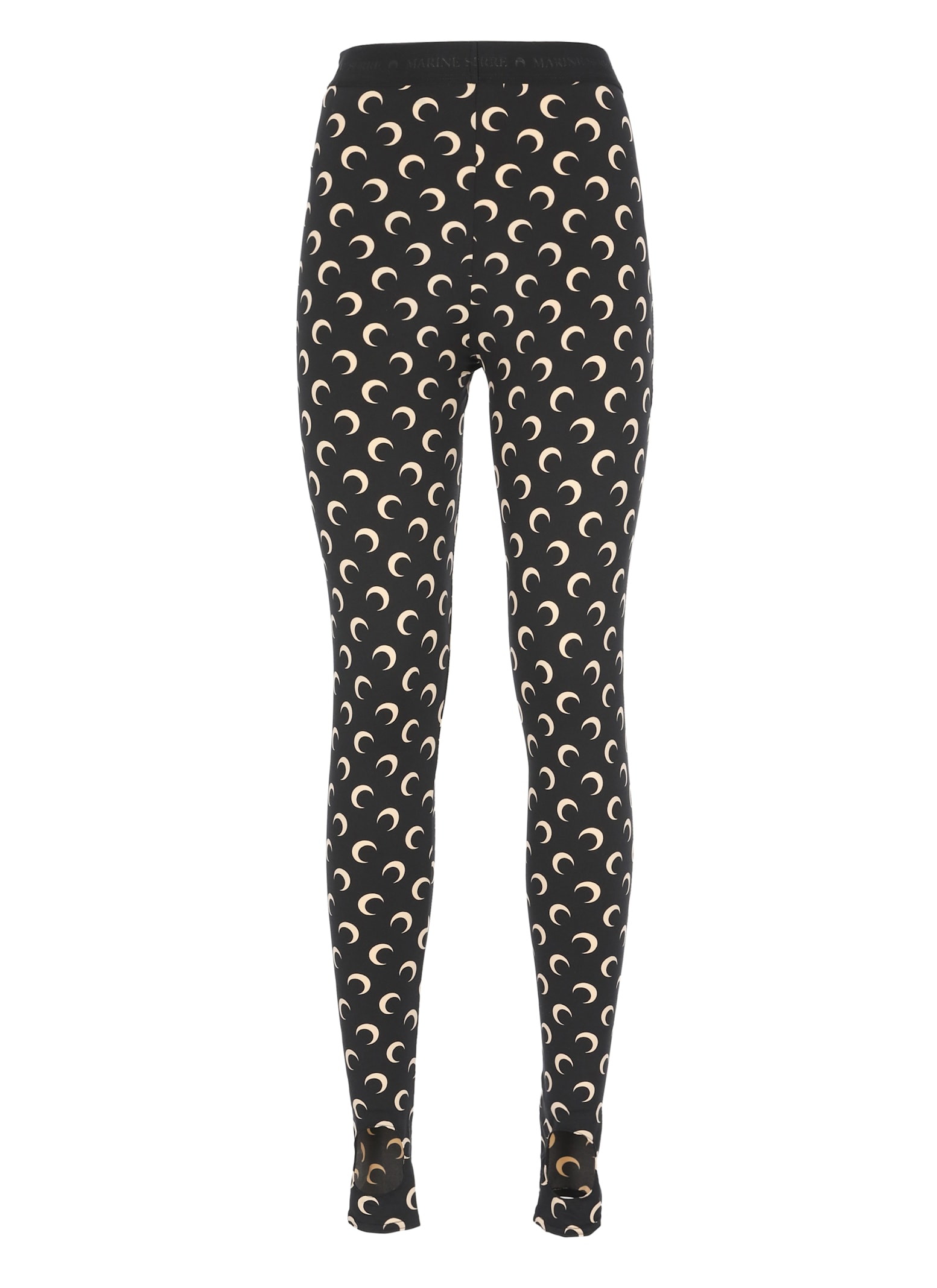 Marine Serre Black Recycled Moon Jersey Stirrup Leggings In Black