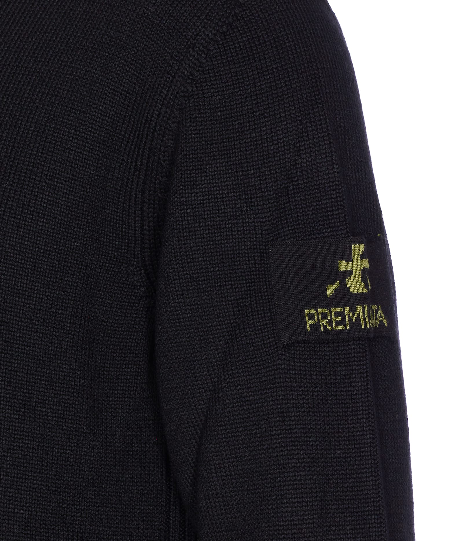 Premiata Hooded Sweater With Crewneck And Ribbed Cuffs In Black