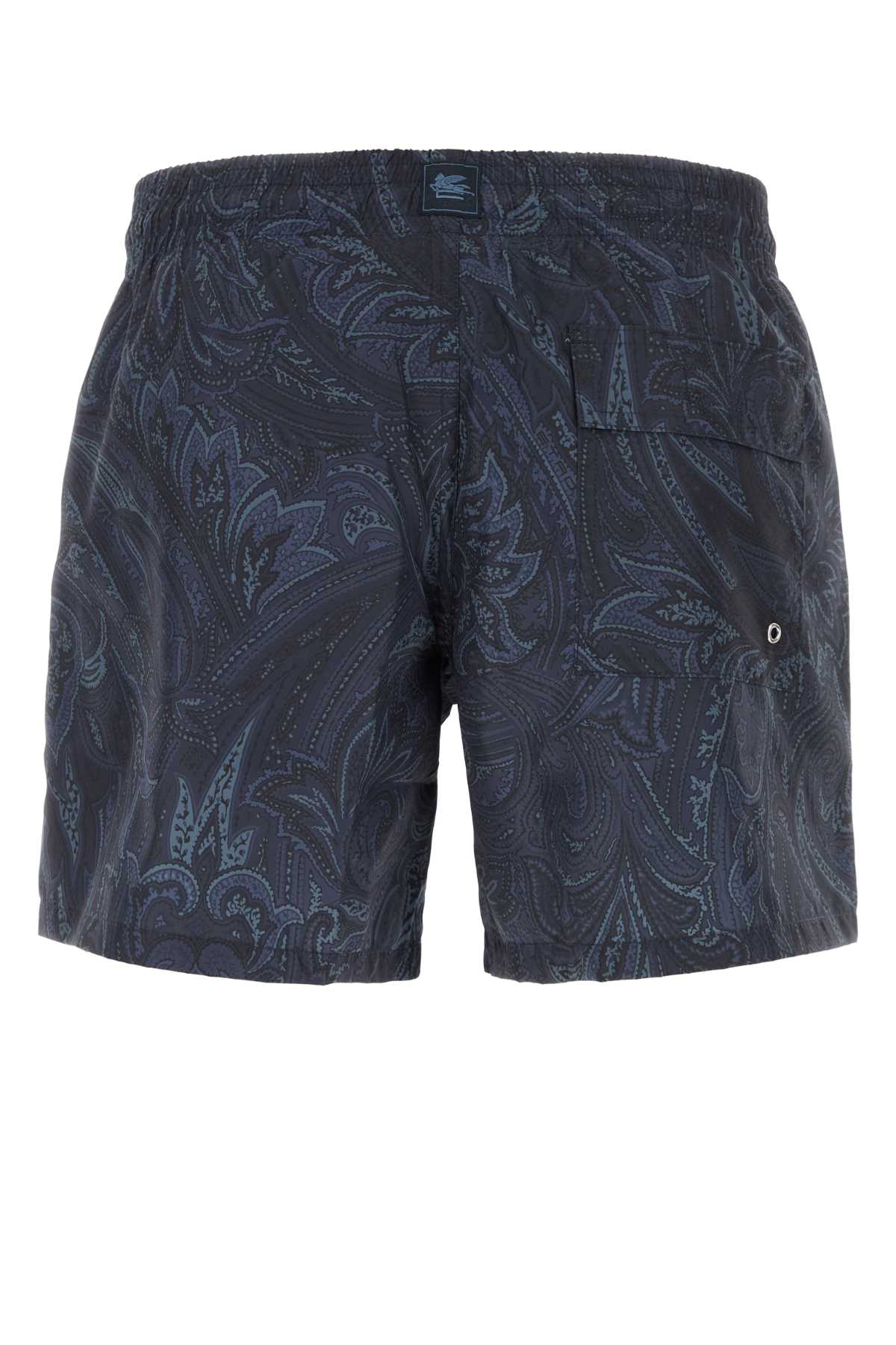 Shop Etro Printed Polyester Swimming Shorts In Bluemulti