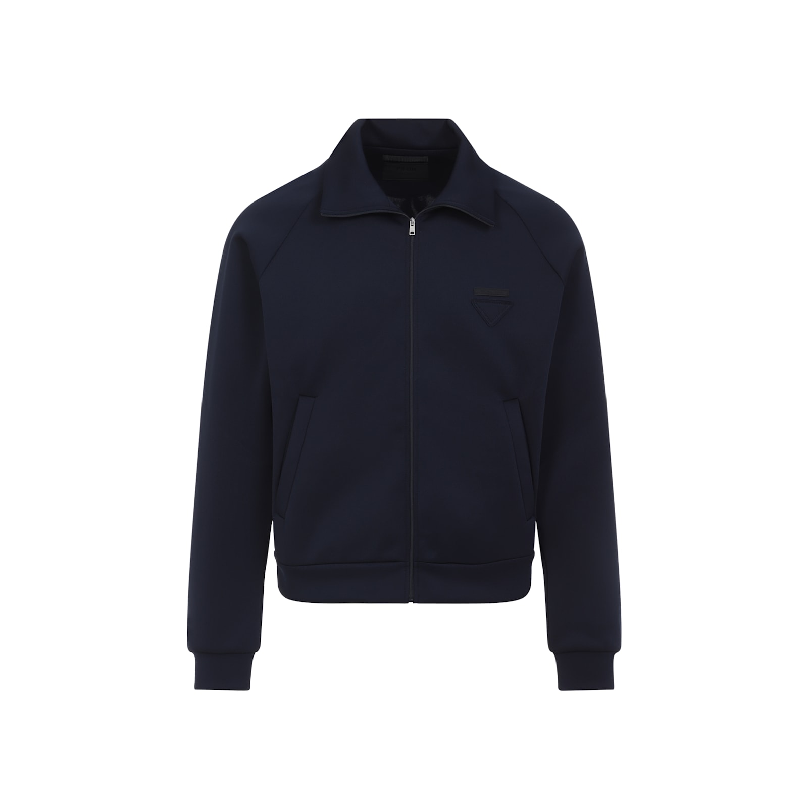 Prada Tech Fabric Sweatshirt With Raglan Sleeves In Blue