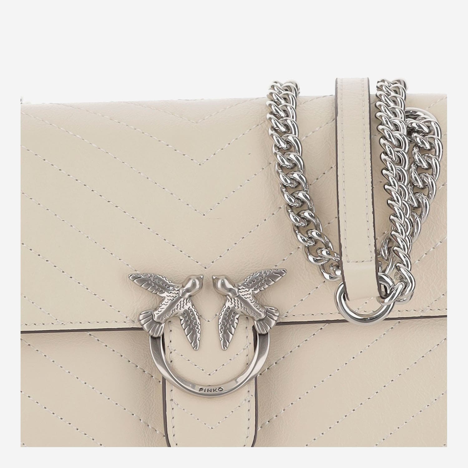 Pinko Classic Love Quilted Shoulder Bag In White