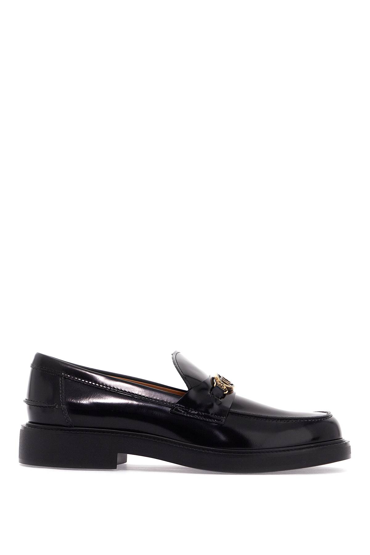 Shop Tod's Metal Logo Loafers With Metal Detailing In Nero (black)