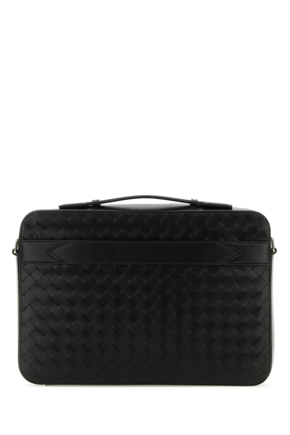 Shop Bottega Veneta Black Leather Briefcase