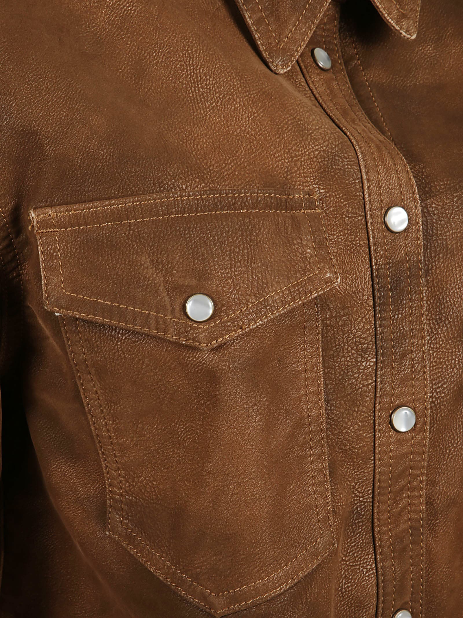 Isabel Marant Karima Faux Leather Shirt In Brown