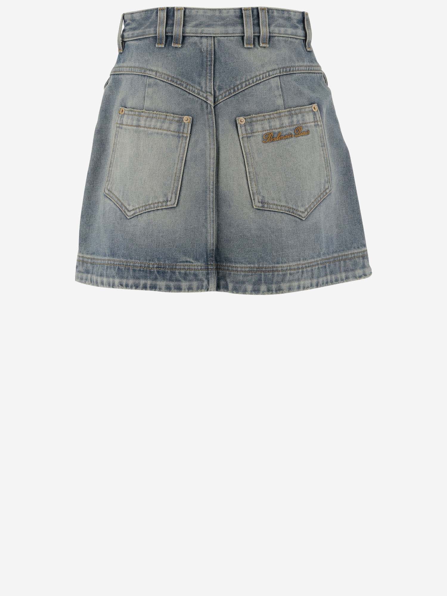 Shop Balmain Denim Mini Skirt