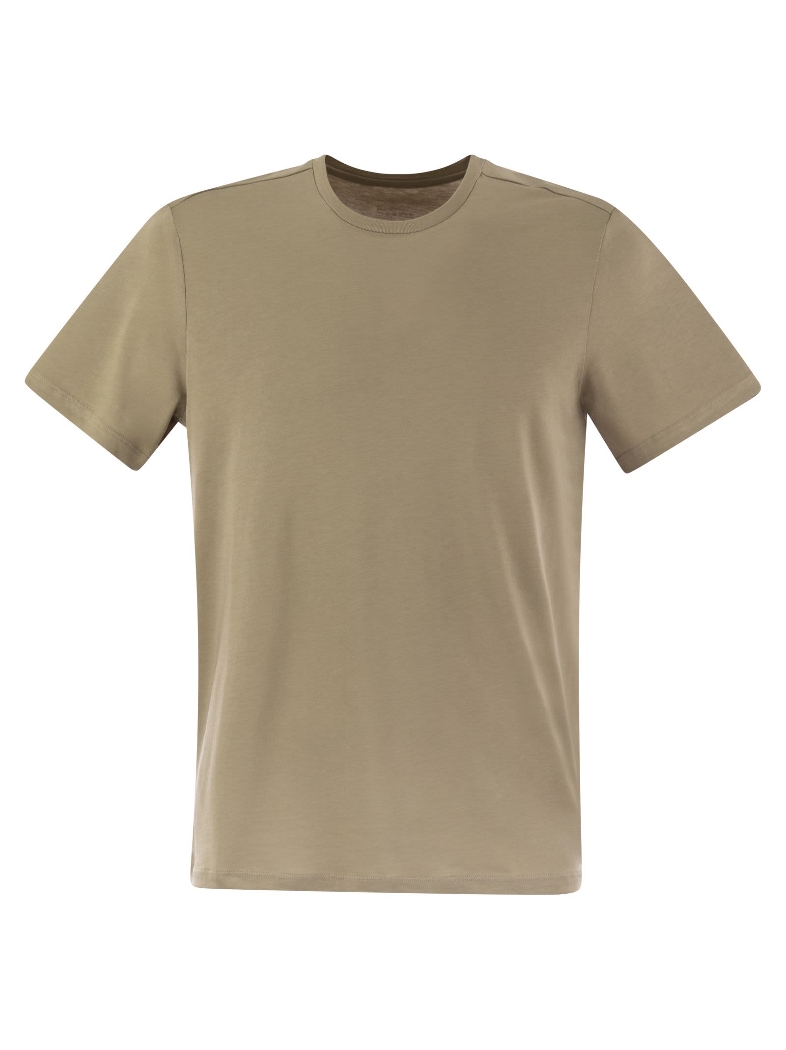 Shop Majestic Short-sleeved T-shirt In Lyocell And Cotton In Sand