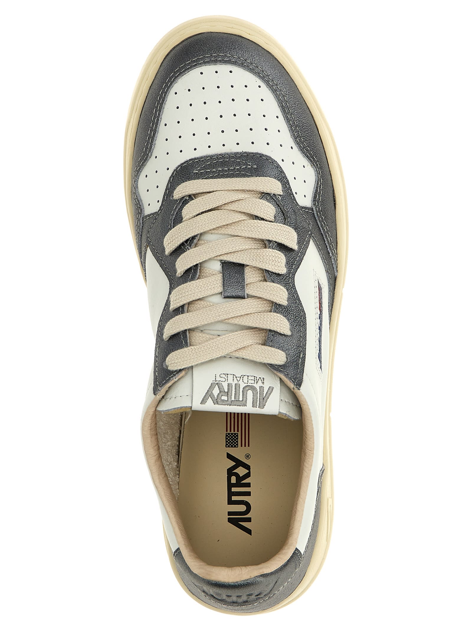 Shop Autry Medalist Low Sneakers In Silver