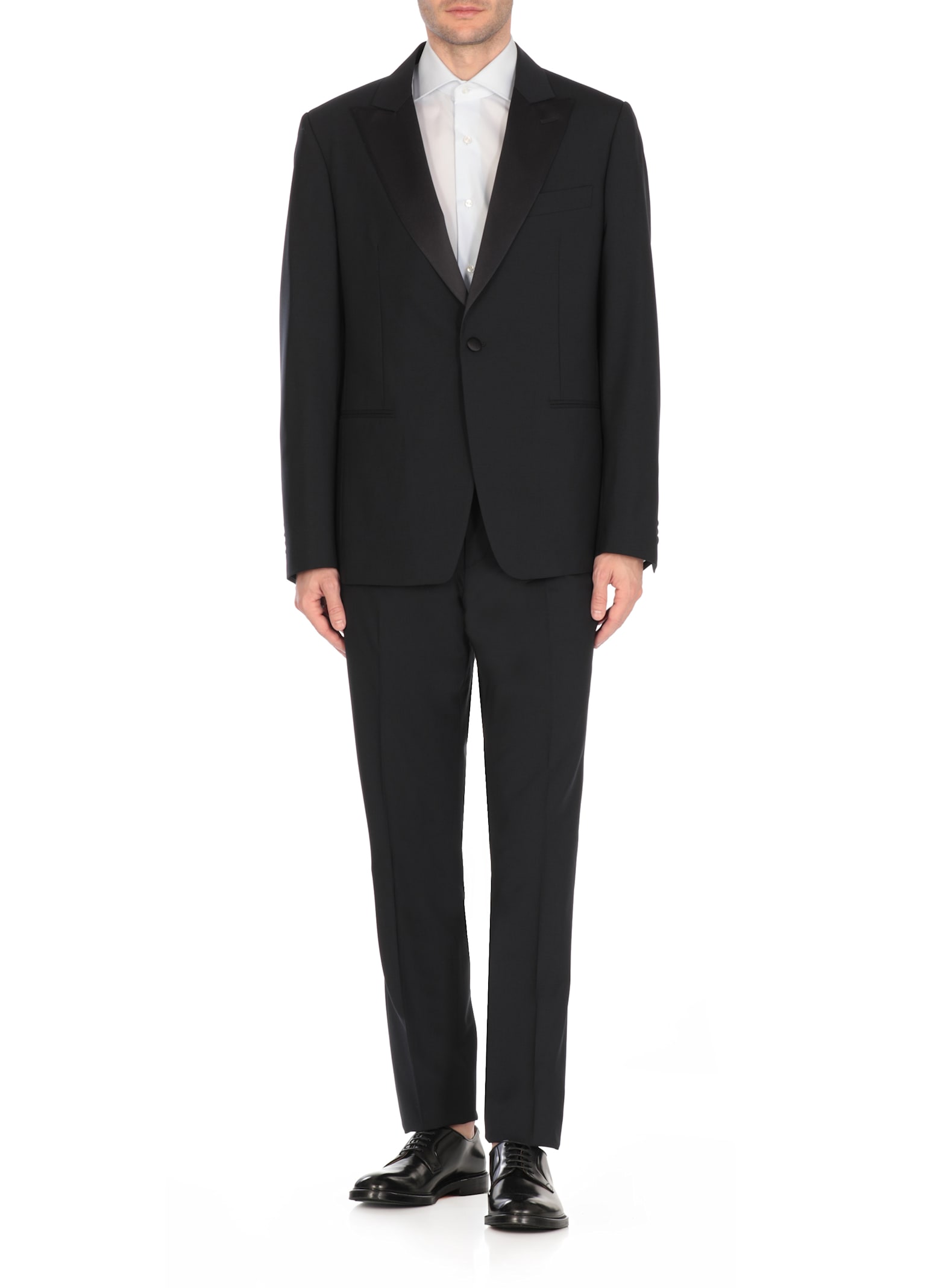 Lardini Suit Wool Double-breasted Jacket In Black