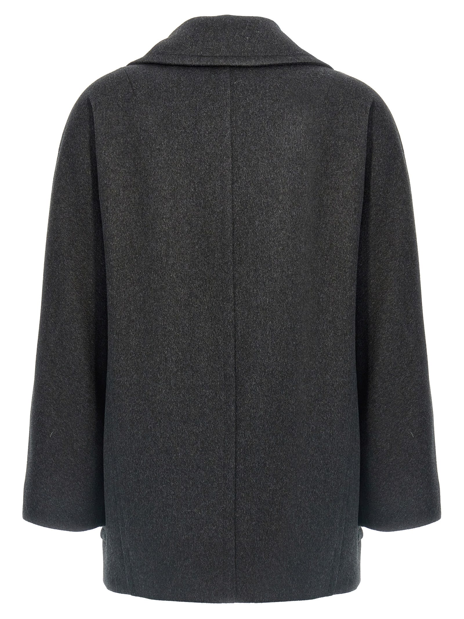 Shop Alberto Biani Double-breasted Coat In Gray