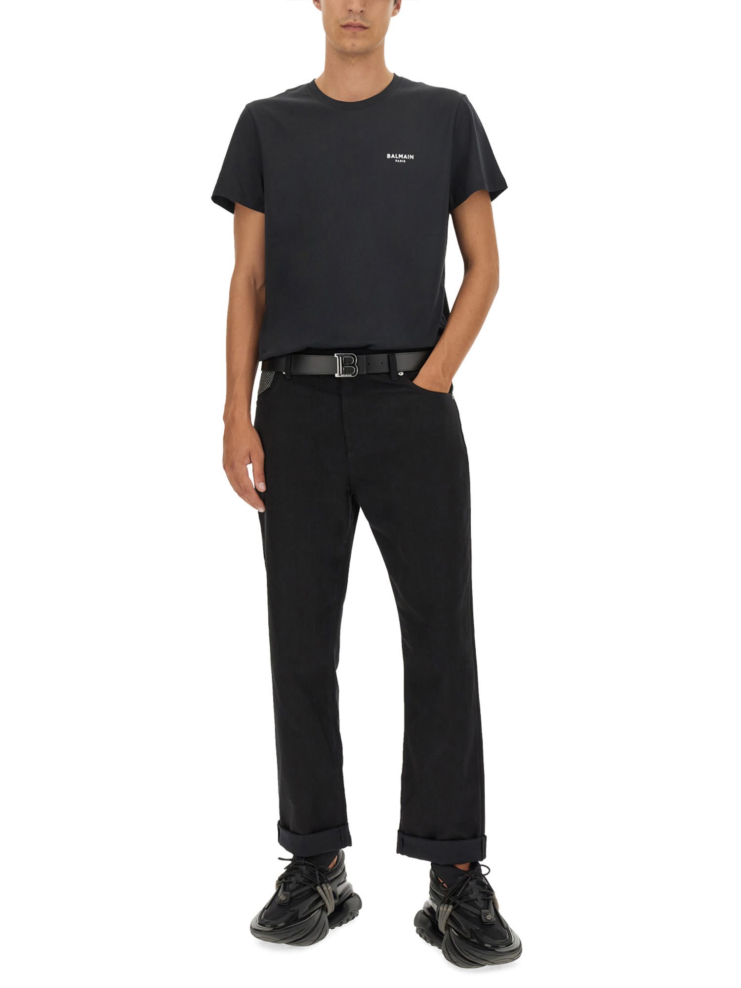 Balmain Regular Fit Black Denim Jeans In Nero