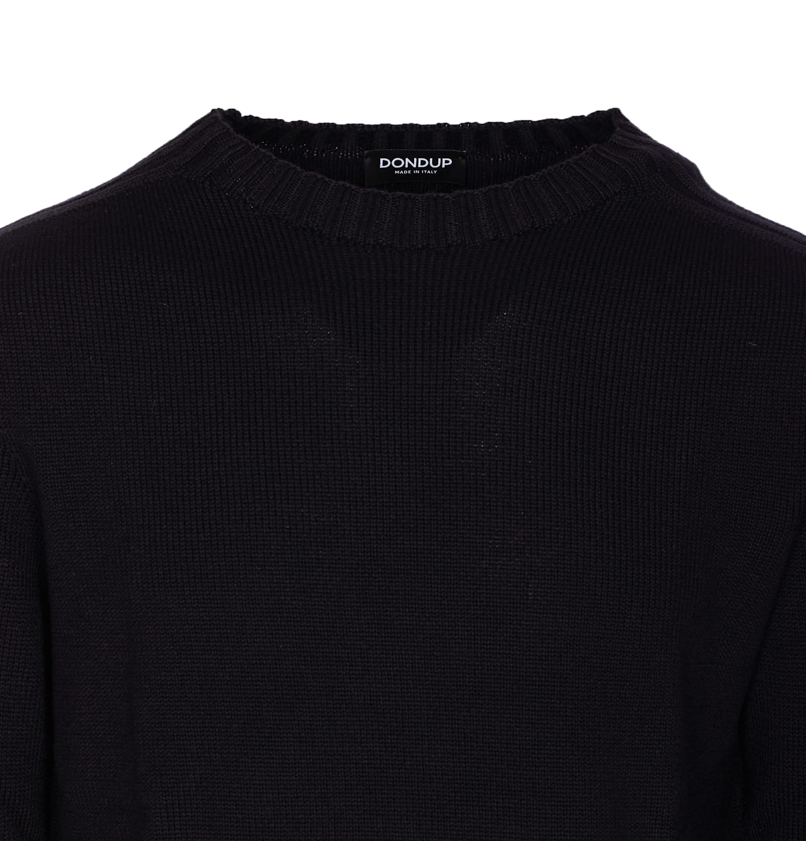 Dondup Crewneck Sweater With Ribbed Collar And Cuffs In Black