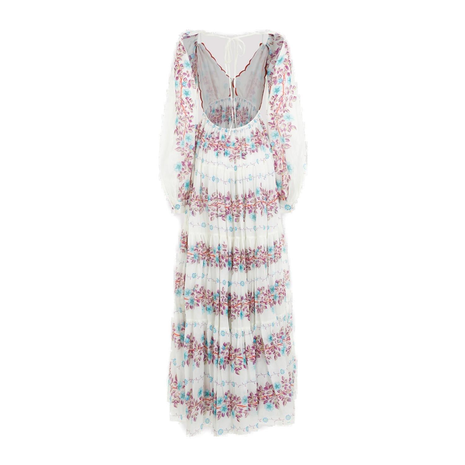 Shop Etro Floral Printed Open-back Flared Maxi Dress In Multicolore
