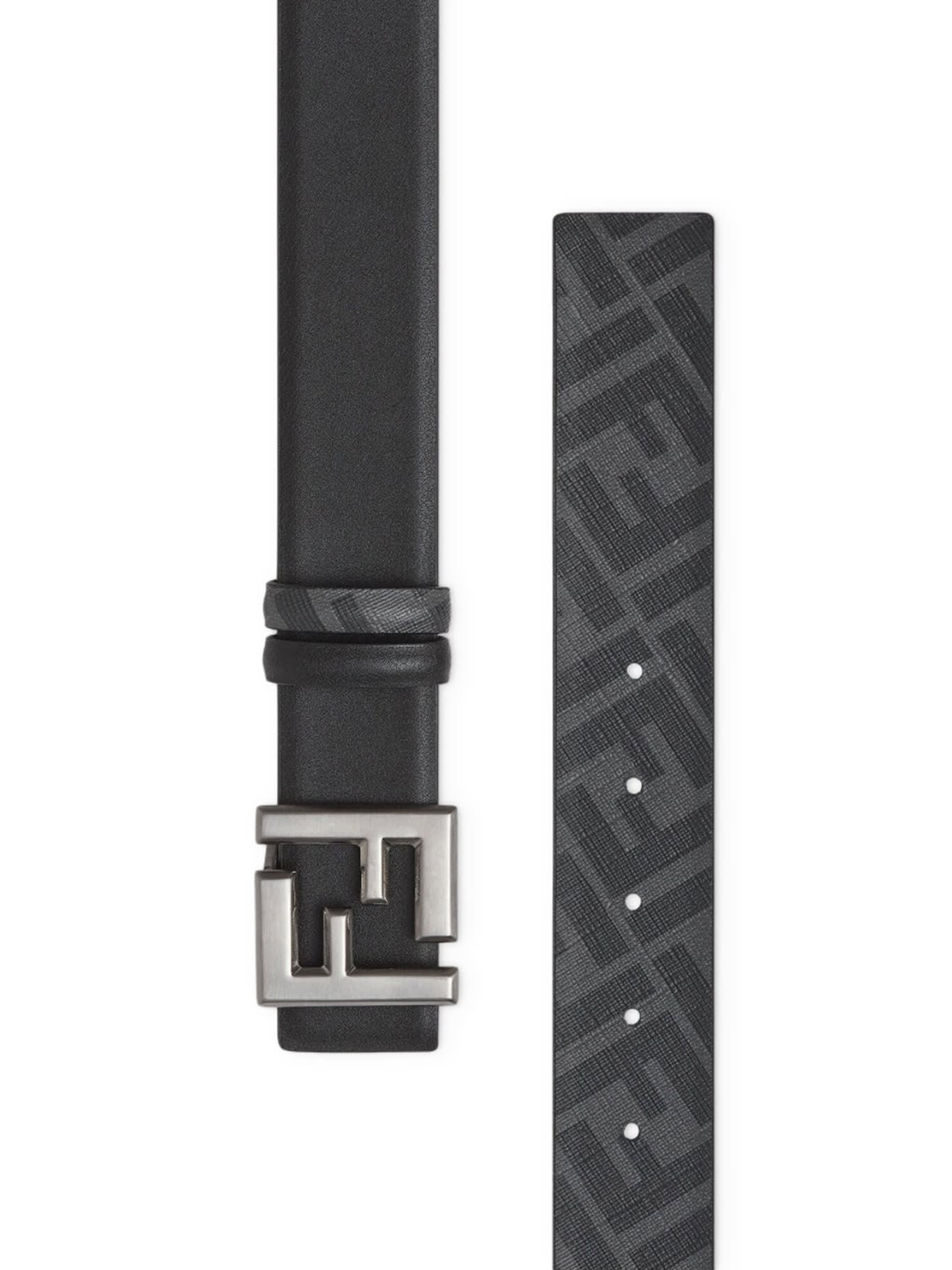 Fendi Men's Squared Ff Reversible Belt In Black