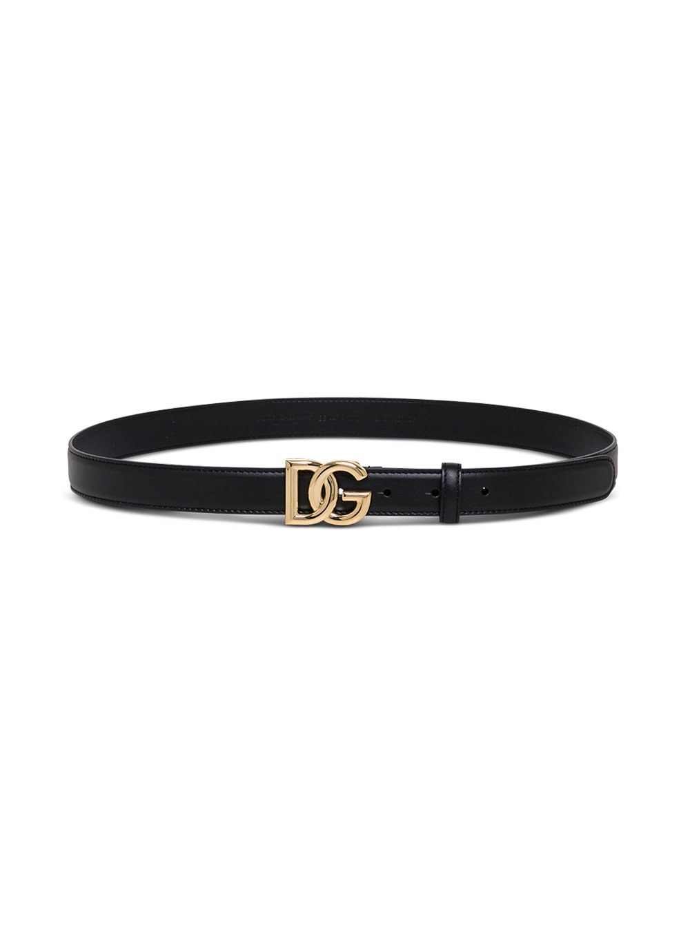 Dolce & Gabbana Womans Black Leather Belt With Logo Buckle