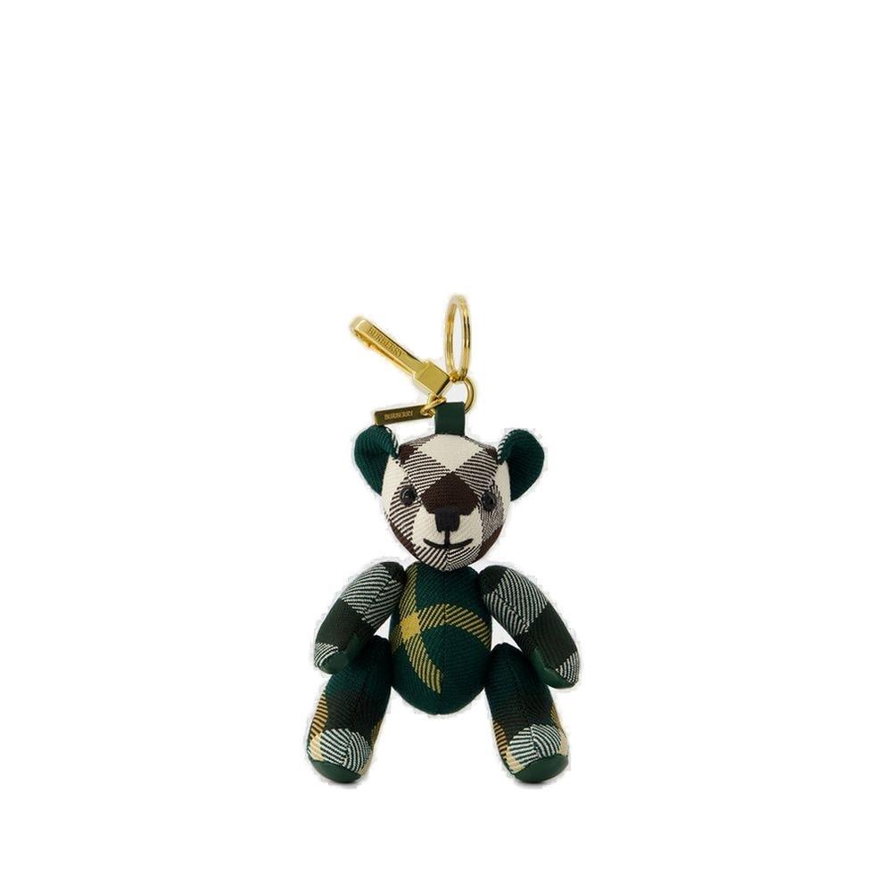 Burberry Bear Checked Keychain In Gold