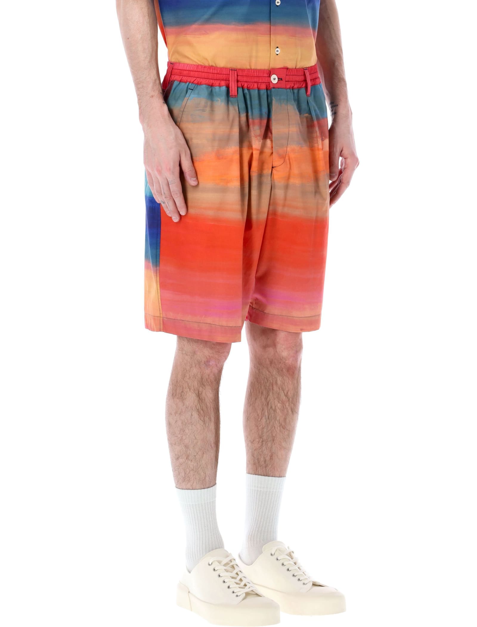 Marni Cotton Bermuda Shorts In Multicolor