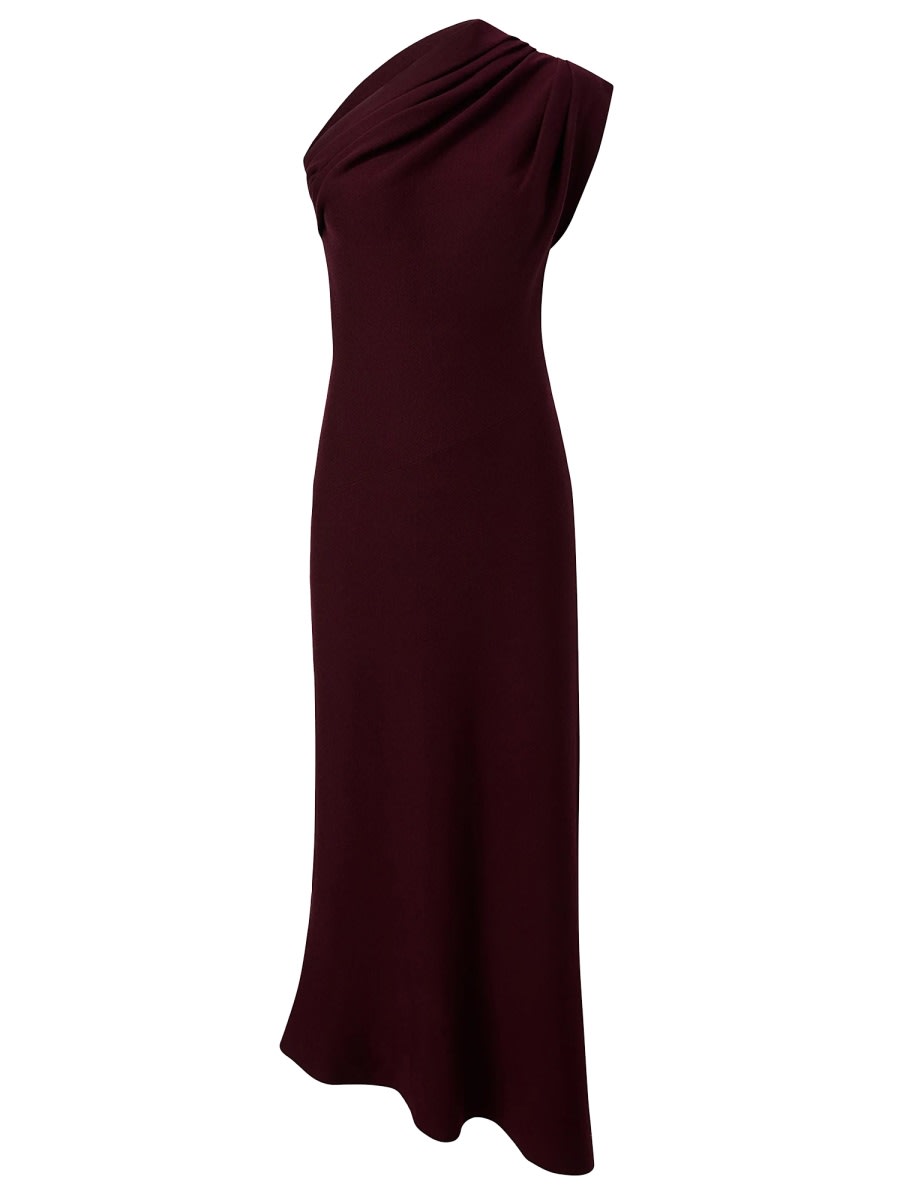 Khaite "coast" Asymmetrical Dress In Burgundy