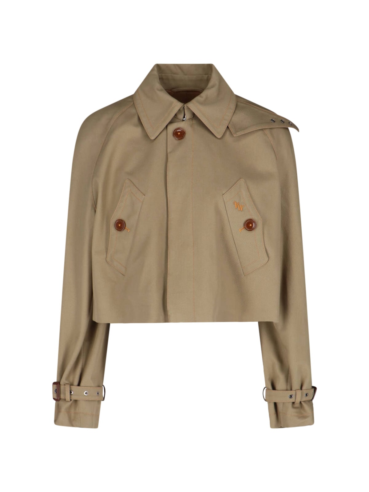 Vivienne Westwood Casual Jacket With Embroidered Detail And Epaulettes In Brown