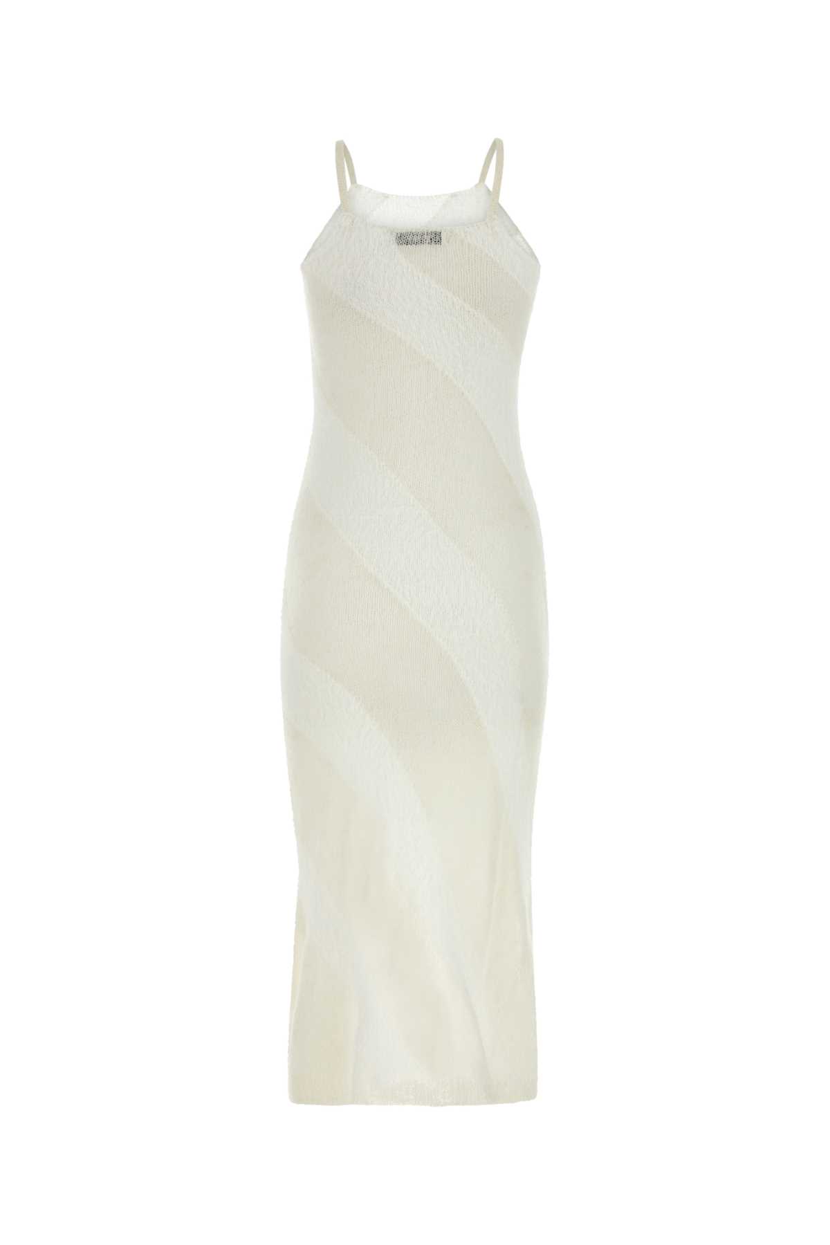 Shop Gimaguas Two-tone Nylon Blend Fuzzy Dress In Whitesand