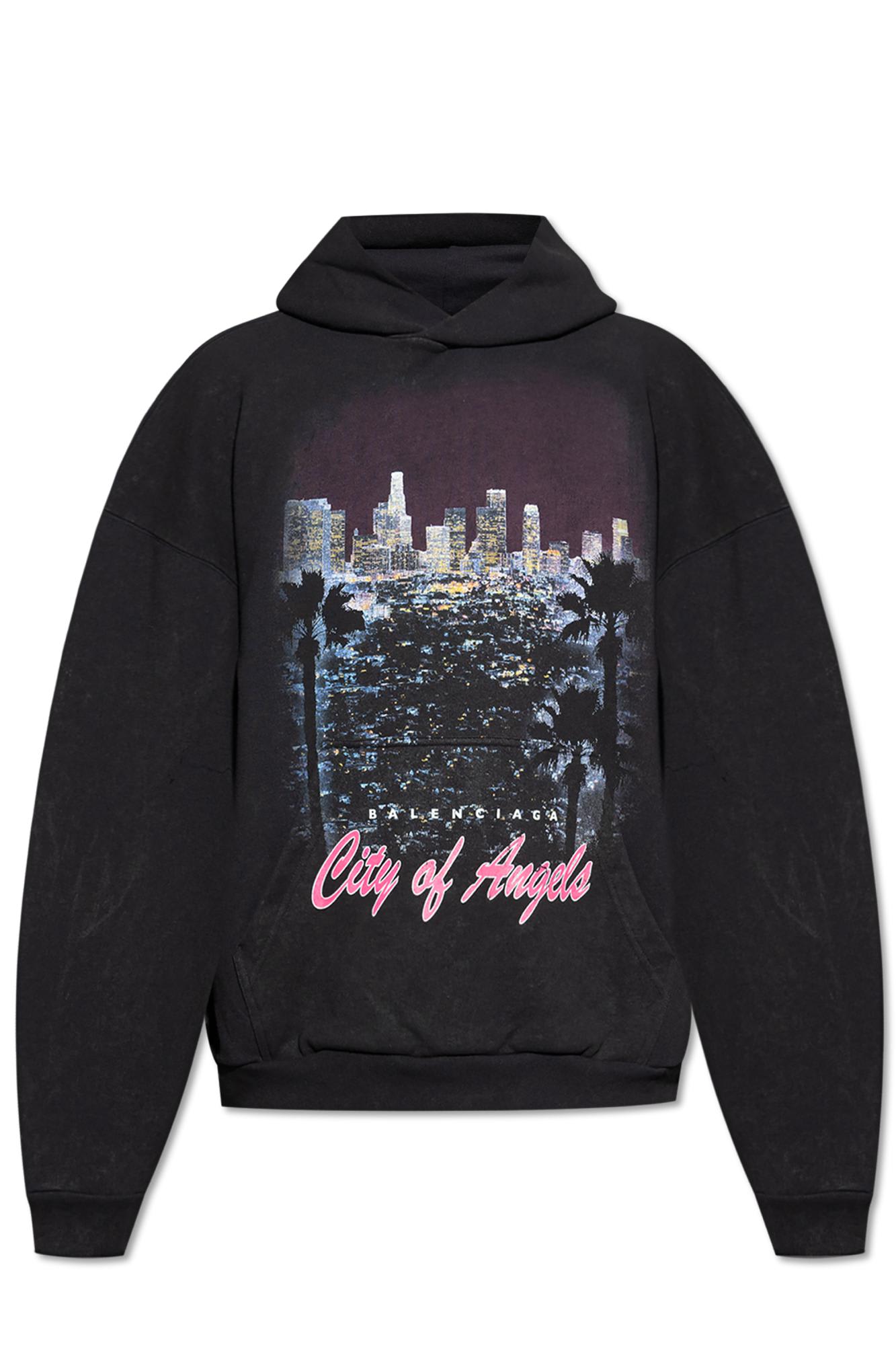 Balenciaga Cotton City Of Angels Hoodie In Black