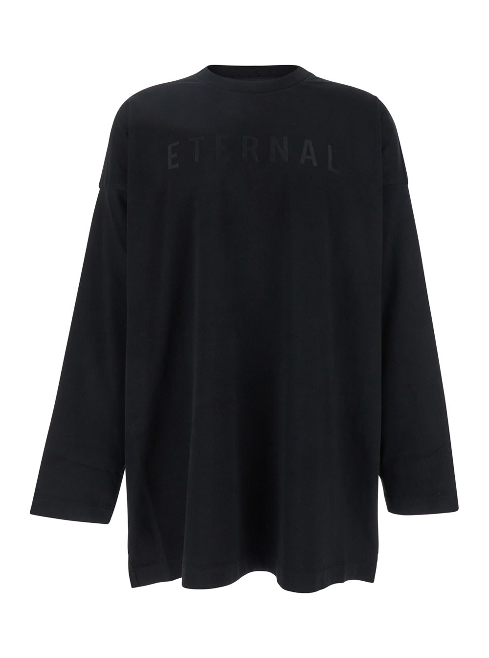 Fear Of God Ribbed Collar Crew Neck T-shirt With Long Sleeves In Black