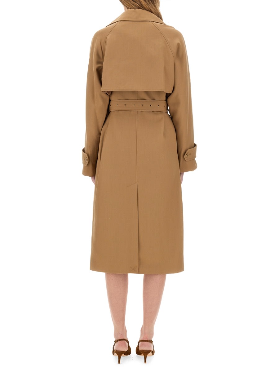 Michael Kors Polyester Blend Trench Coat With Notched Lapels In Cafe