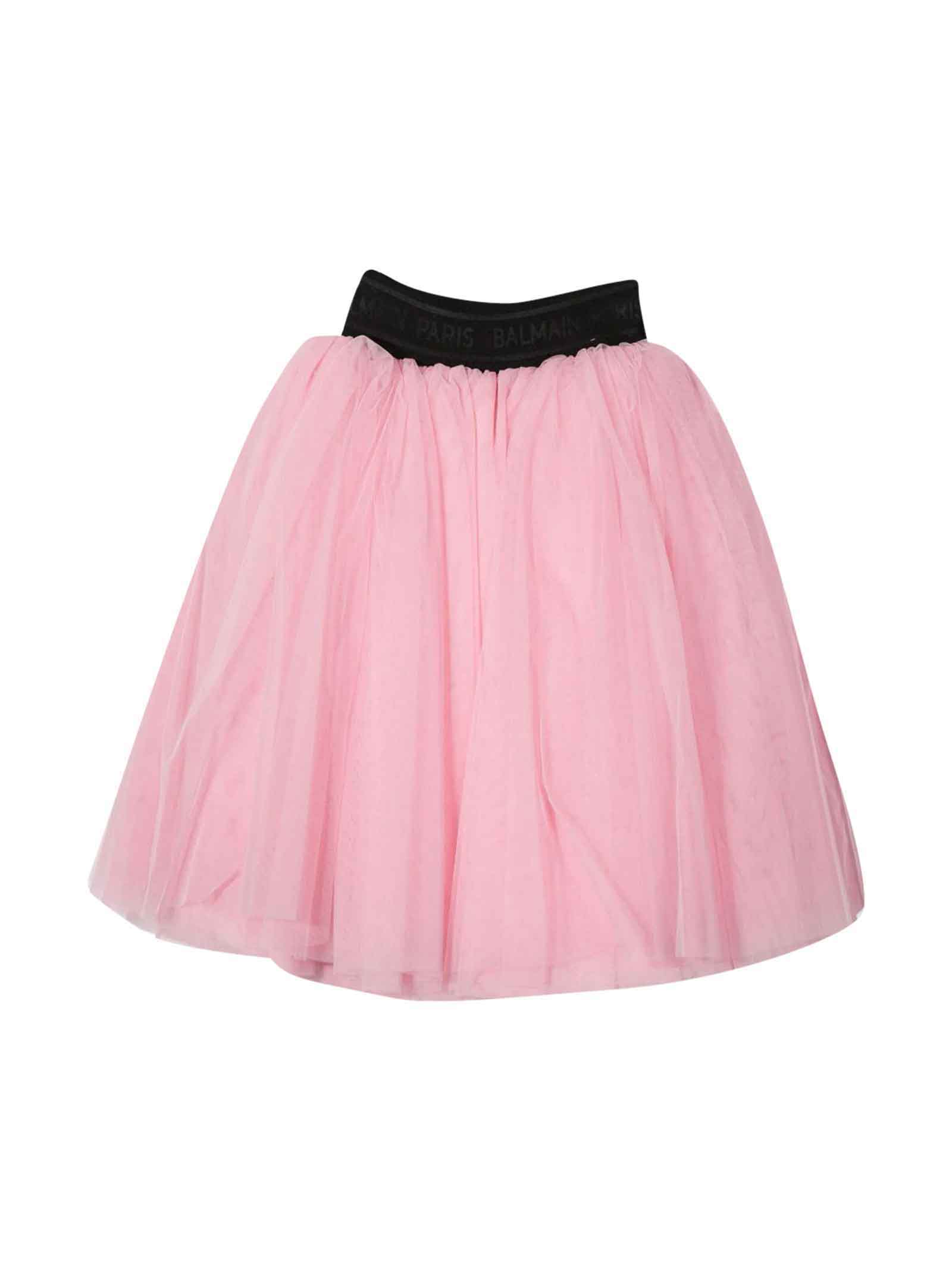Balmain Pink Teen Skirt With Elastic Band Monnalisa Kids