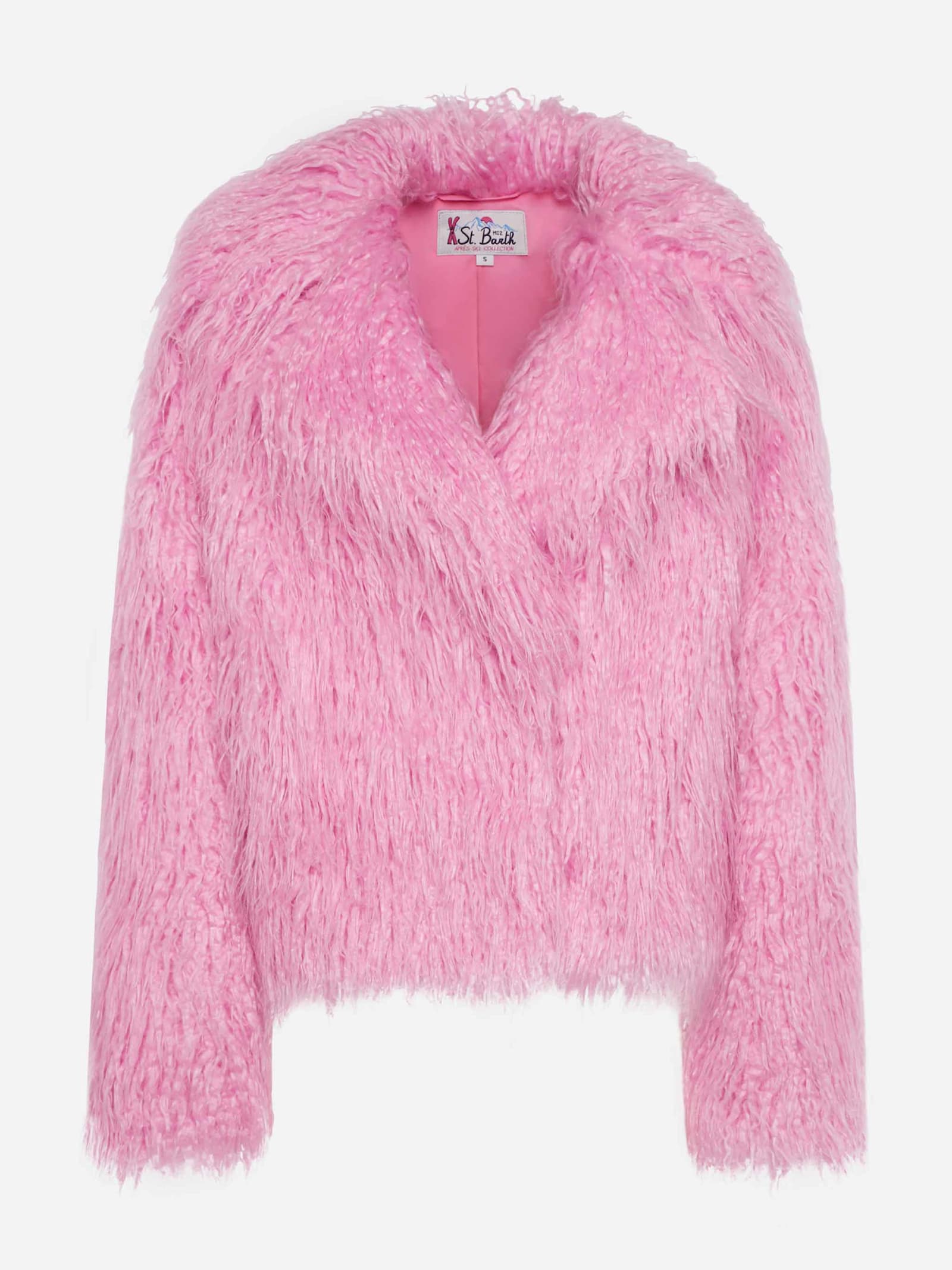 Mc2 Saint Barth Pink Furry Short Jacket Sully In Pink