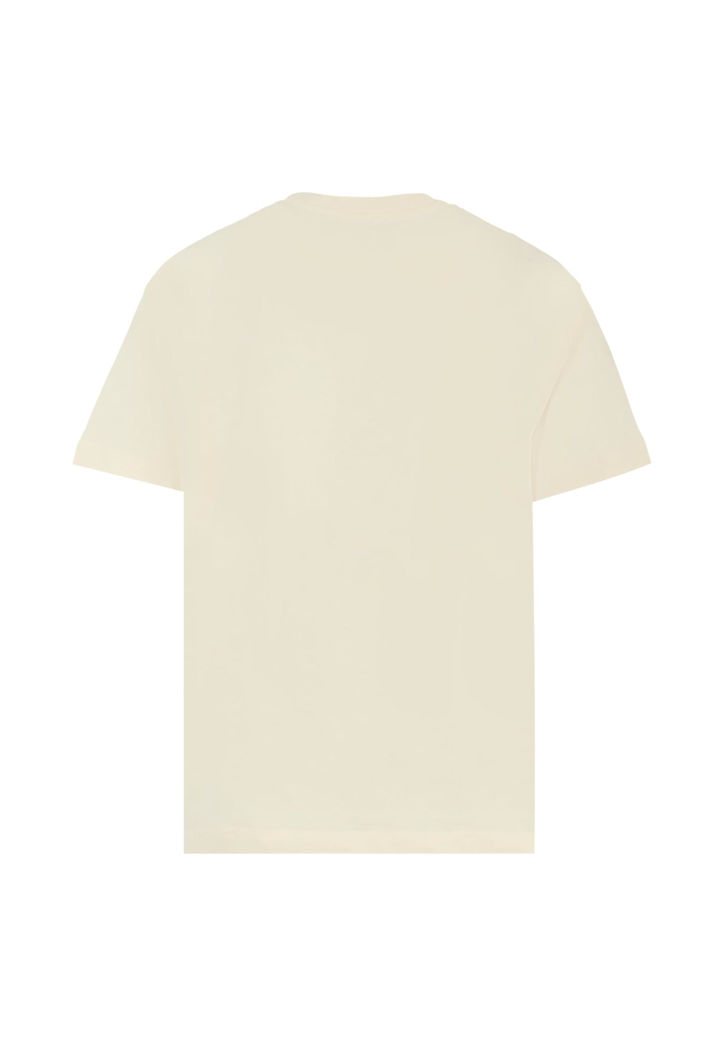 Msgm Ivory T-shirt For Girl With Logo In Neutral