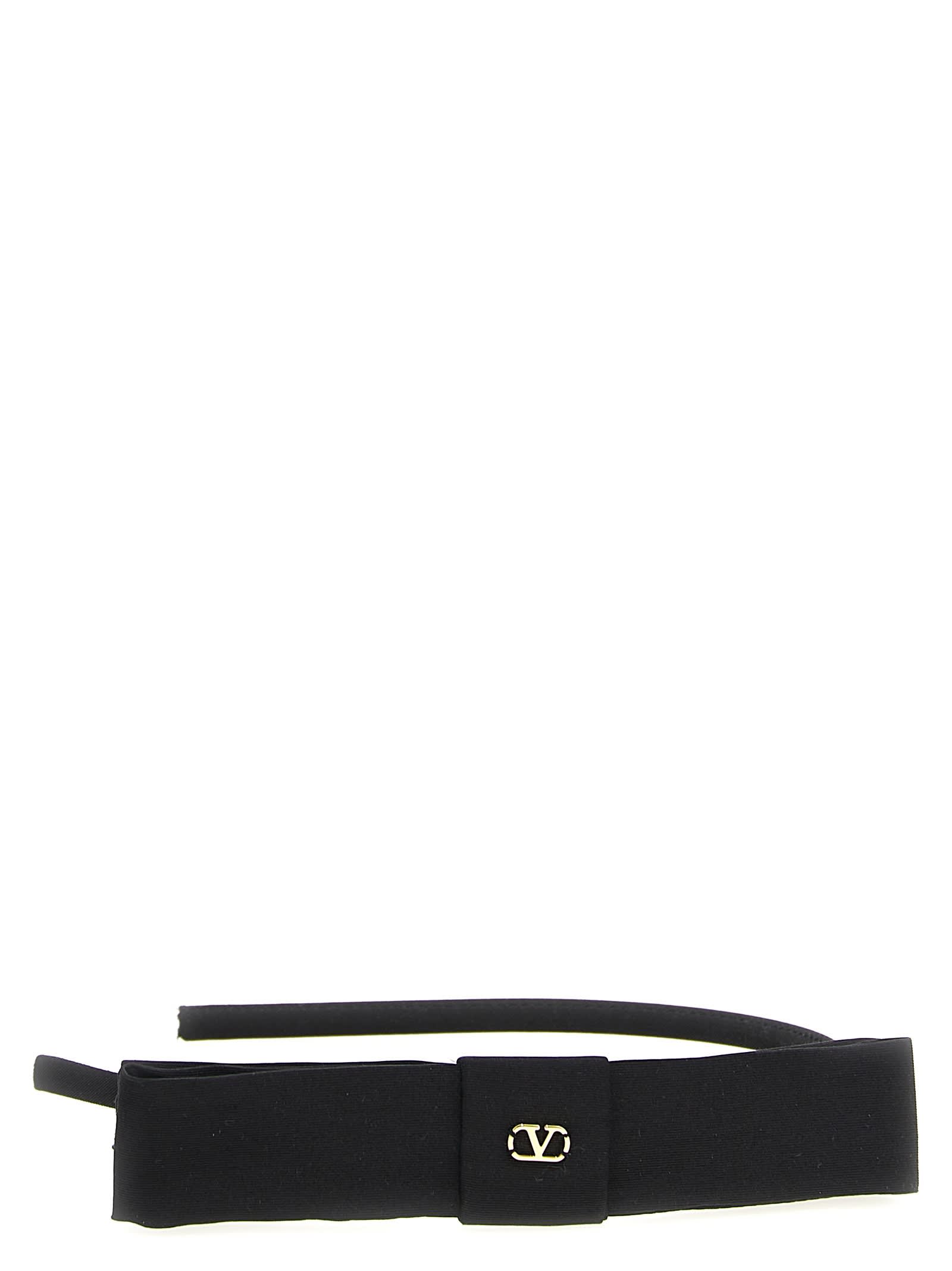 Valentino Vlogo Signature Bow Detailed Headband In Black
