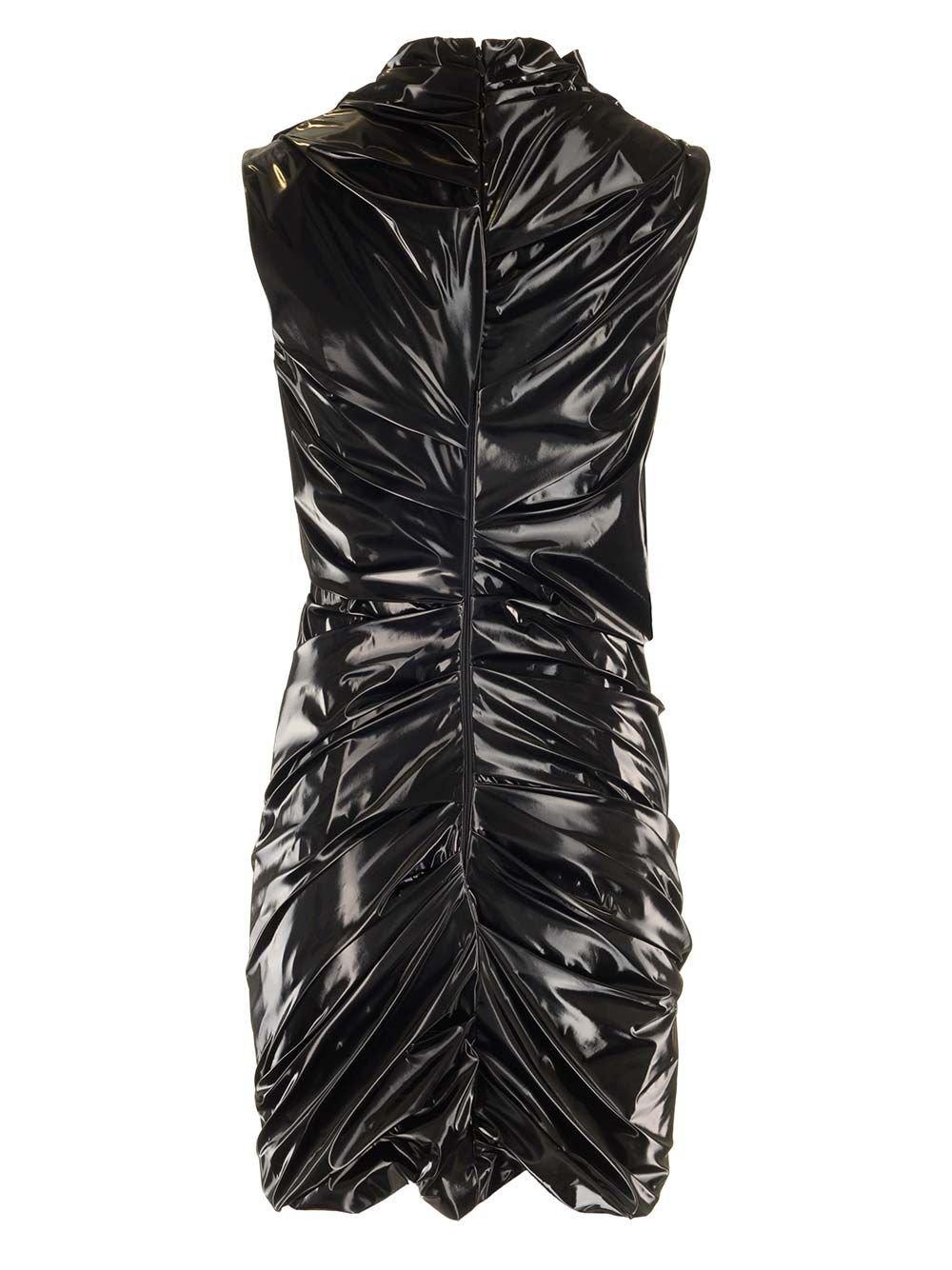 Shop Alexander Mcqueen Laminated Jersey Mini Dress In Black