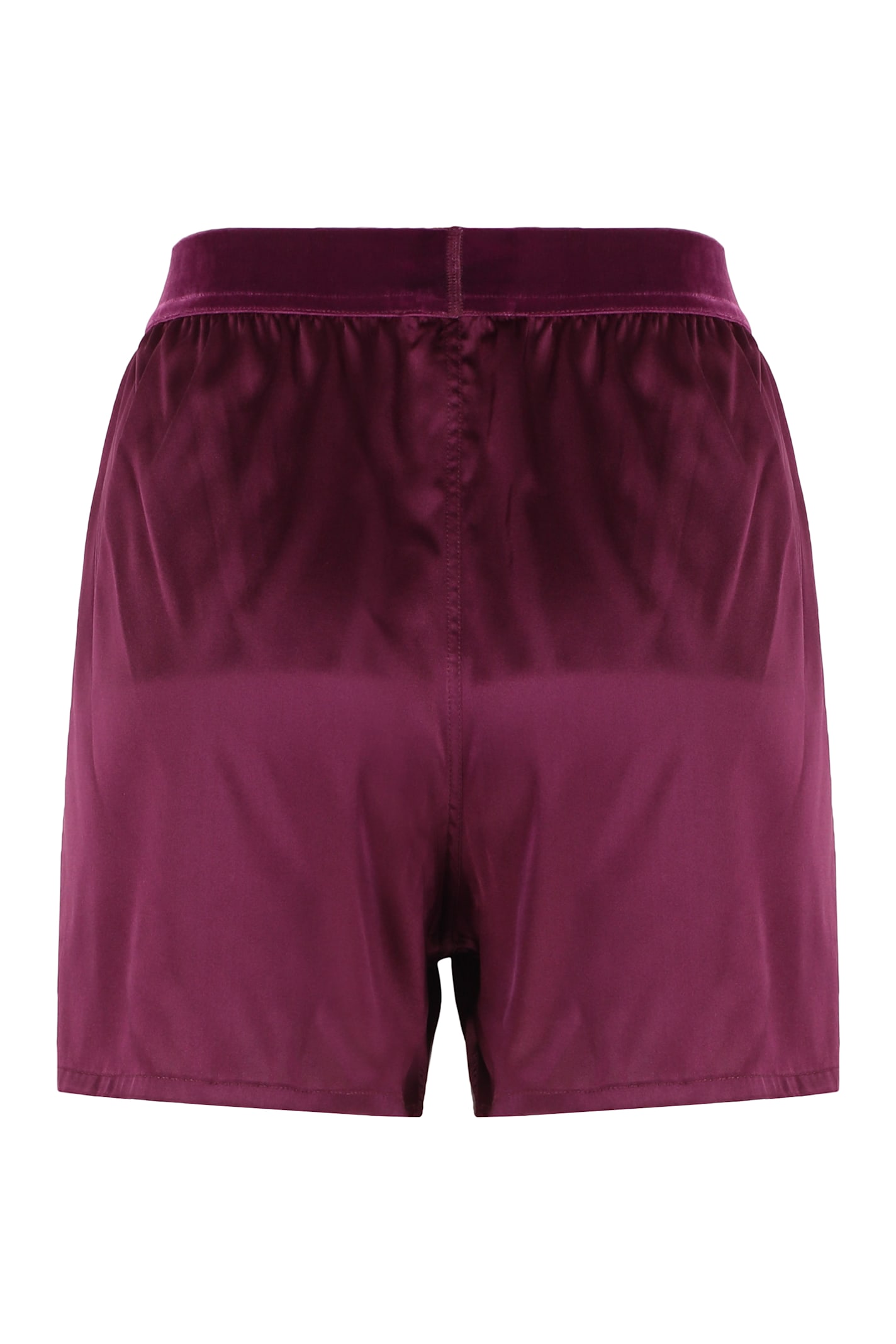 Tom Ford Silk Satin Boxer Shorts With Ruched Detailing In Purple