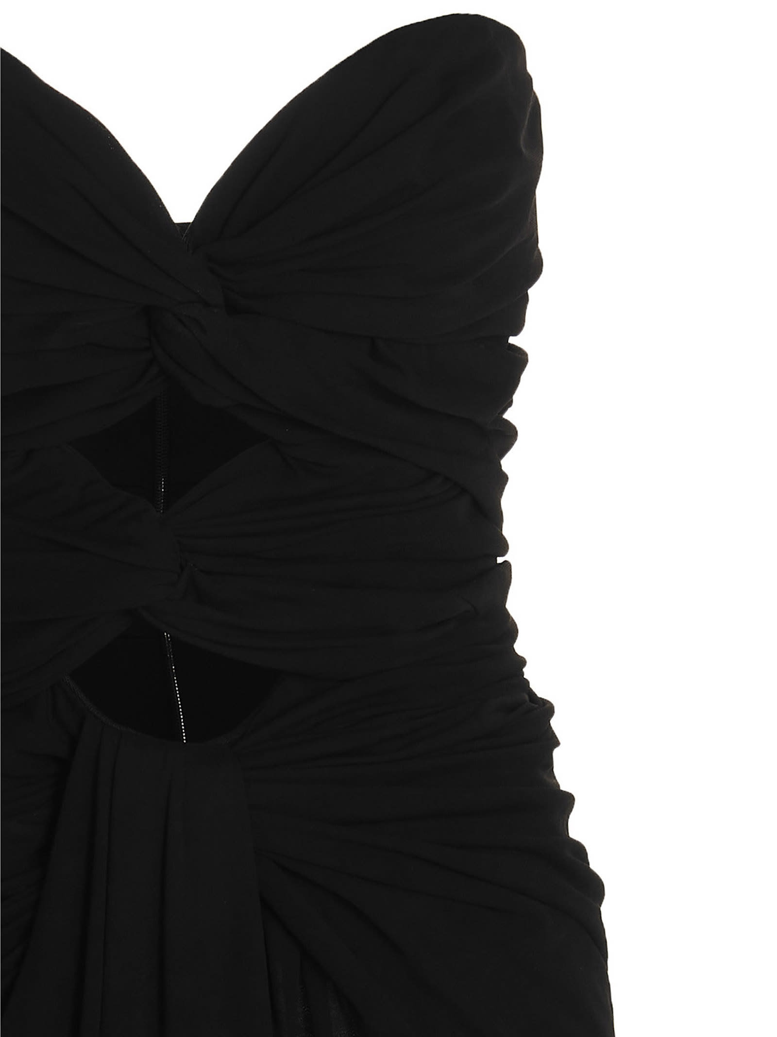Shop Saint Laurent Draped Cut Out Dress In Black