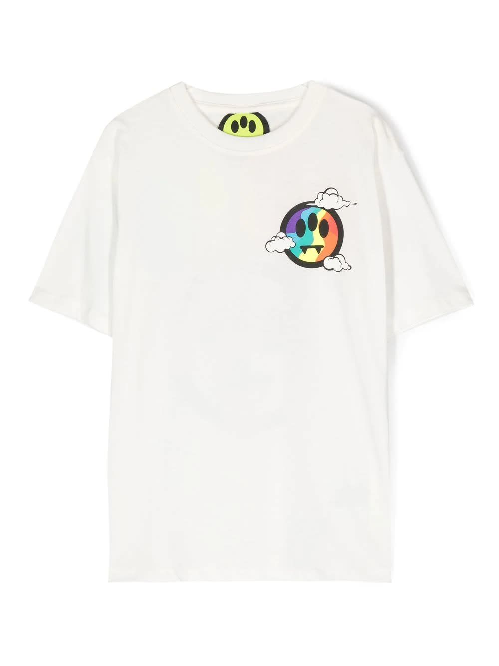 BARROW WHITE T-SHIRT WITH MULTICOLOURED LOGO ON FRONT AND BACK