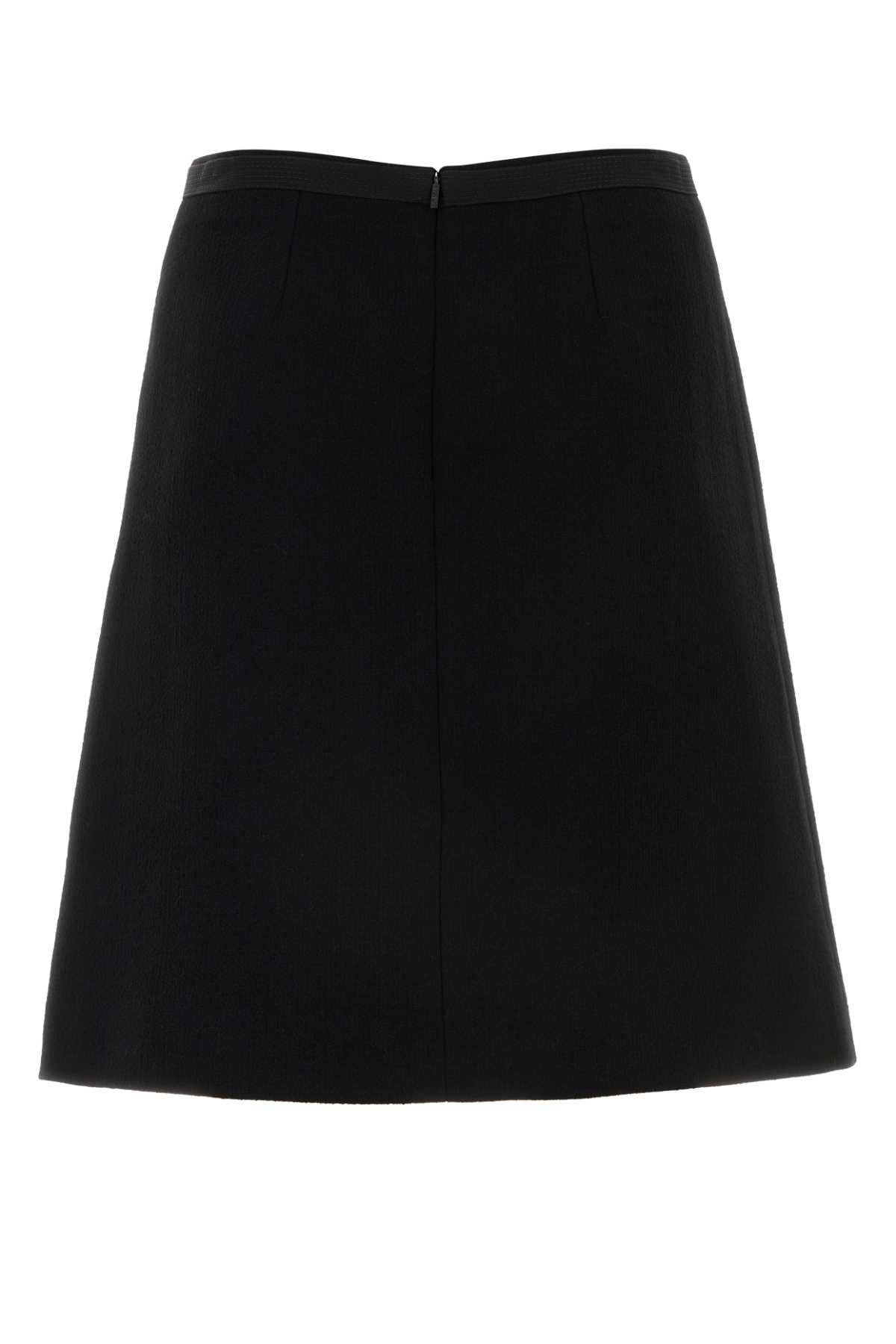 Shop Versace Black Stretch Wool Blend Skirt In 1b000