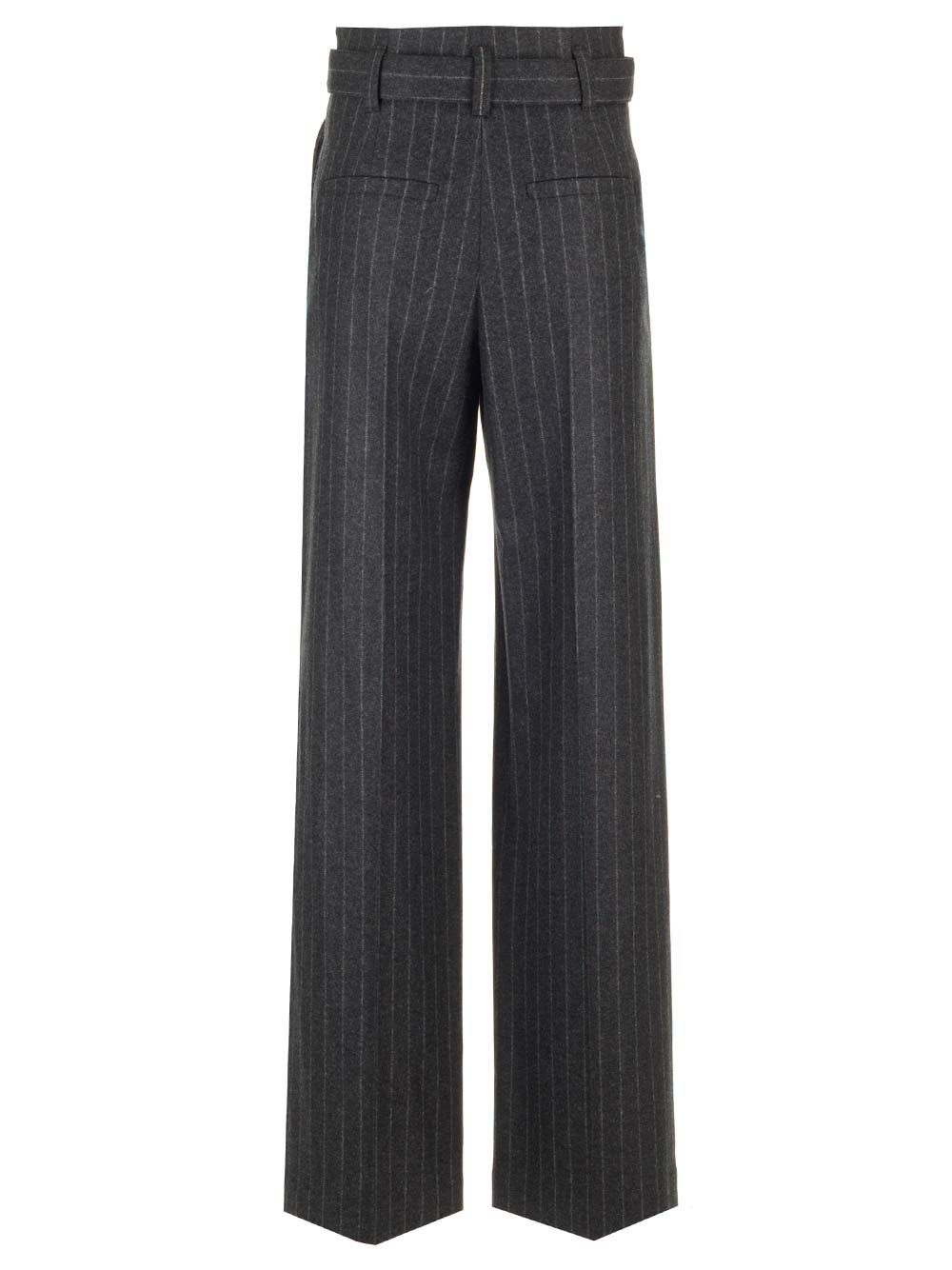 Shop Brunello Cucinelli Wool Flannel Trousers In Grey
