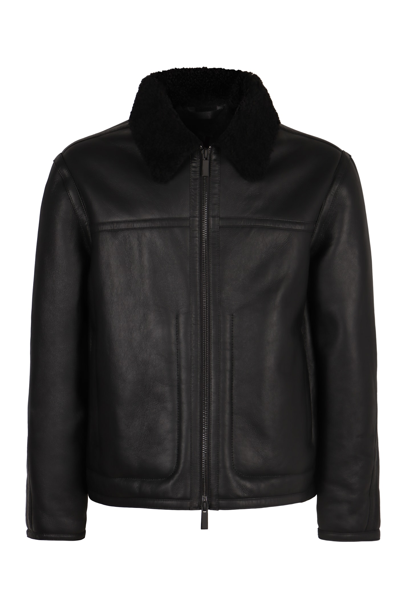 Shop Calvin Klein Leather Jacket In Black