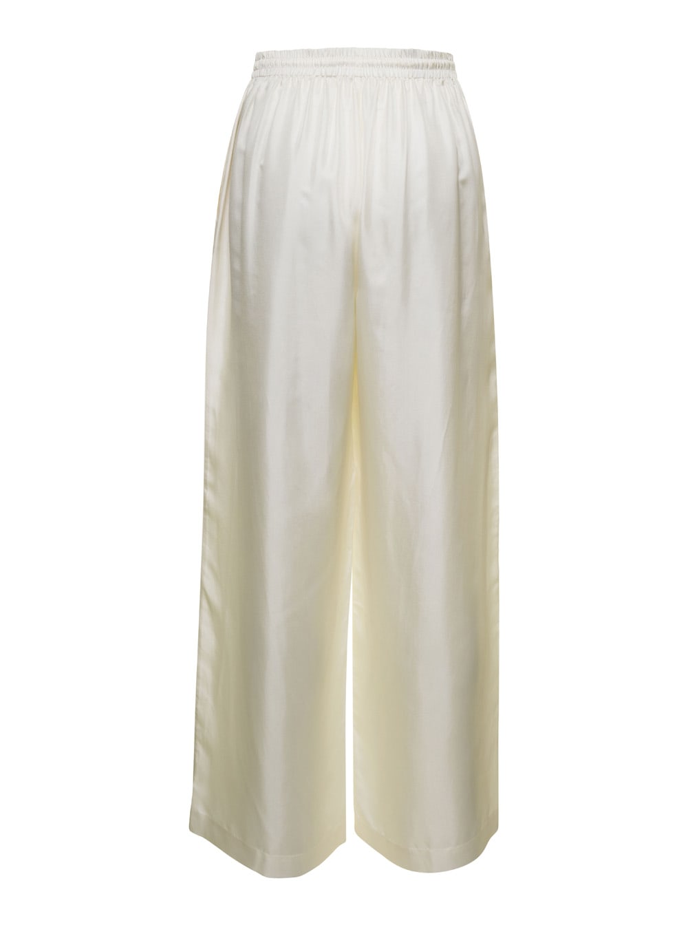 Shop Rohe White Wide Leg Trousers In Silk Woman In Beige
