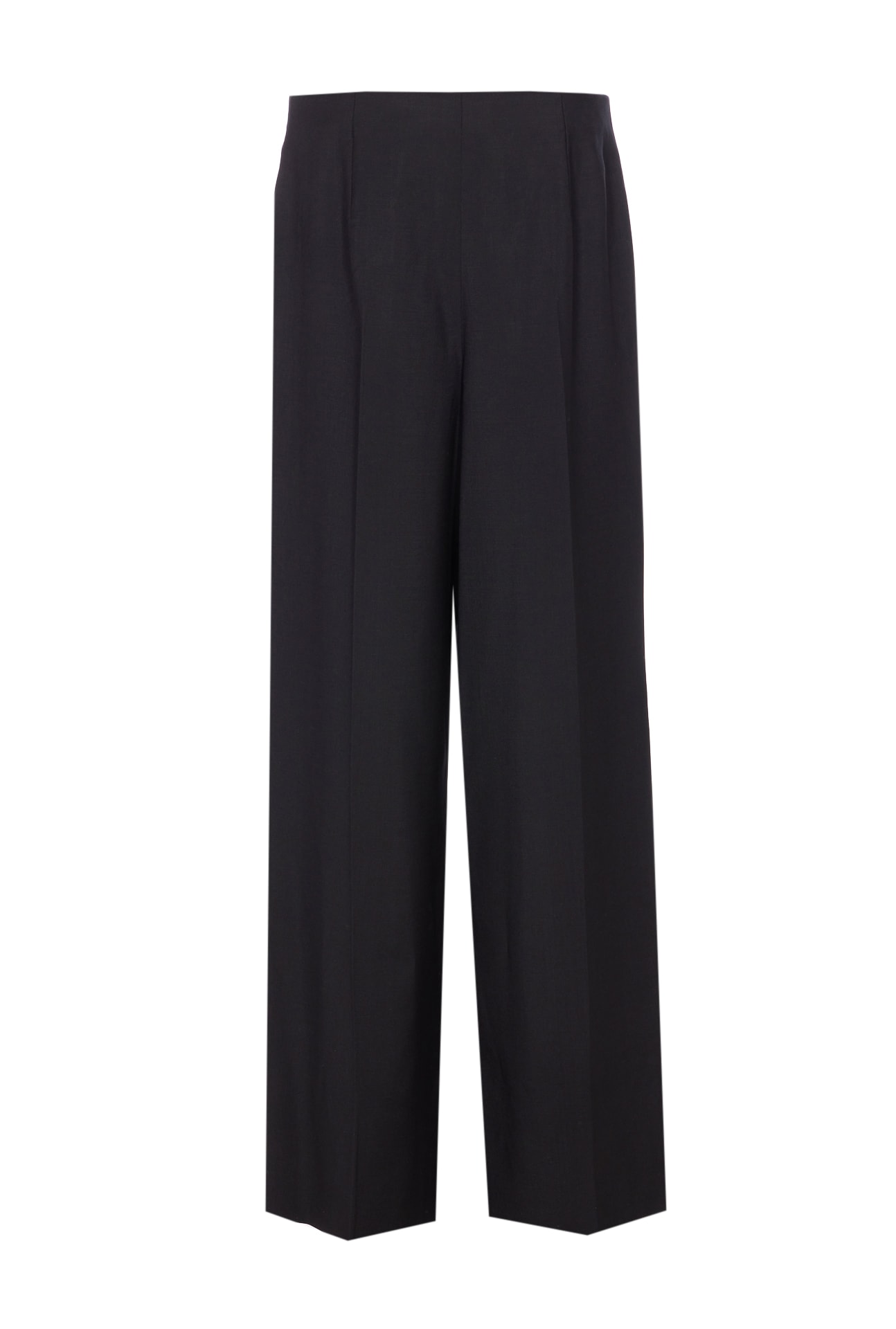 Fendi Women Black Wool And Mohair Wide-leg Trousers In Black