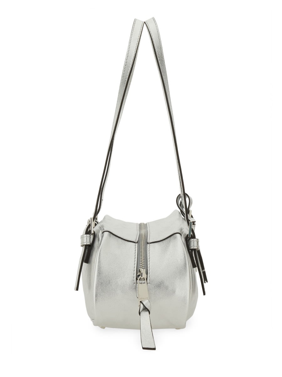 Versace Rectangular Silver Double Handle Shoulder Bag In Silver